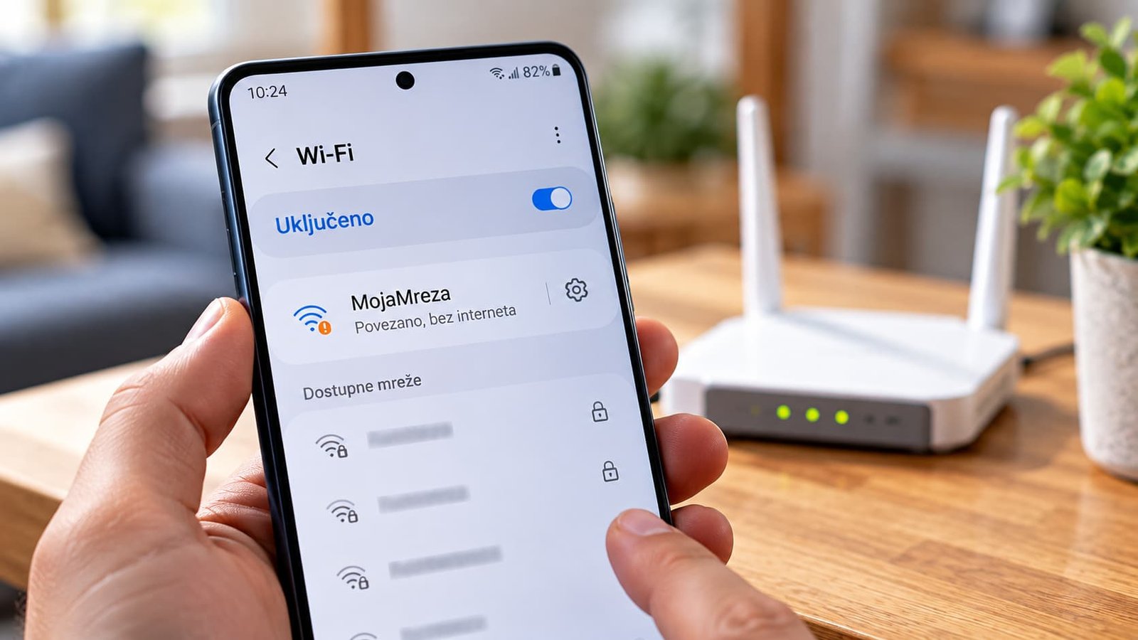 Mobitel spojen na Wi-Fi, ali nema interneta