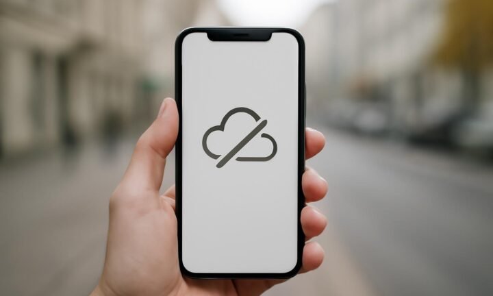 Ruka drži mobitel koji prikazuje da nema internetske veze