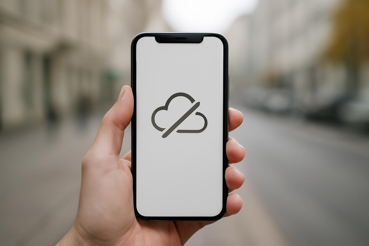Ruka drži mobitel koji prikazuje da nema internetske veze
